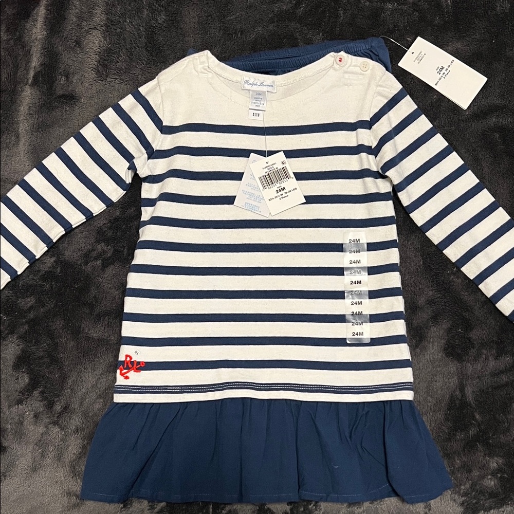 Ralph Lauren Navy and White Striped Dress